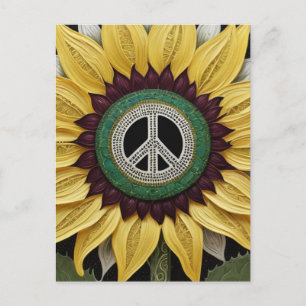 Sunflower Peace Sign Postcard