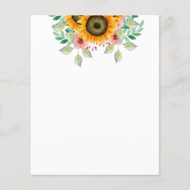 Sunflower  Personal Stationery Paper  (Front)