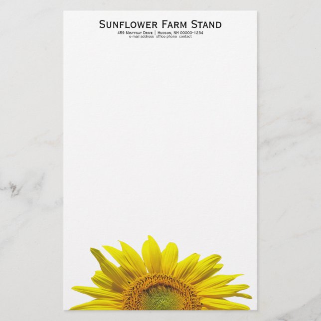 Sunflower Personal Writing Paper (Front)