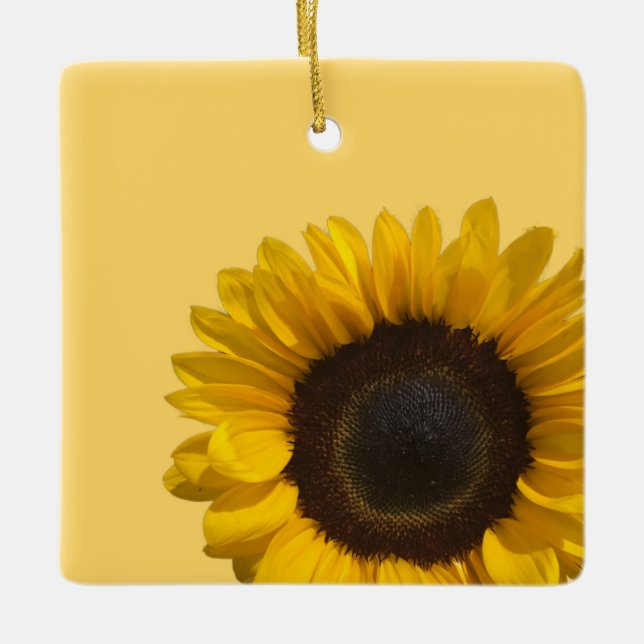 Sunflower personalise text ceramic ornament (Front)