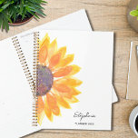 Sunflower Personalised 2024 Planner<br><div class="desc">This simple and stylish Planner is decorated with a yellow watercolor sunflower. Easily customisable with your name, and year. Use the Customise Further option to change the text size, style, and colour. Because we create our artwork you won't find this exact image from other designers. Original Watercolor © Michele Davies....</div>