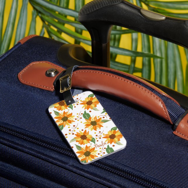 Sunflower Personalised  Luggage Tag (Front Insitu 1)