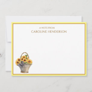 Sunflower Personalised Name Flat Note Card