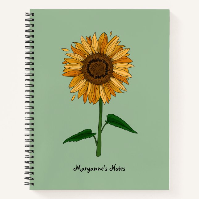 Sunflower Personalised Name & Message Notebook (Front)