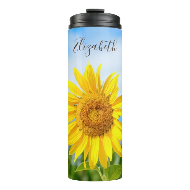 Sunflower Personalised Name Thermal Tumbler (Front)