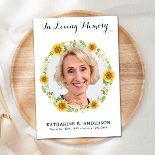 Sunflower Photo Memorial Funeral Sympathy  Thank You Card
