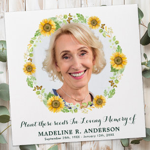 Sunflower Photo Personalised Funeral Seed Packet Envelope