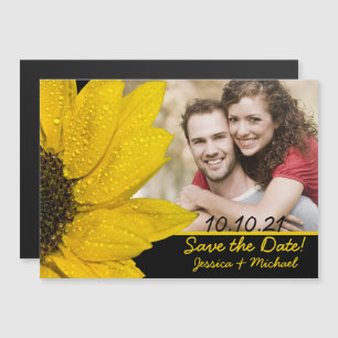 Sunflower Photo Wedding Save the Date Magnet