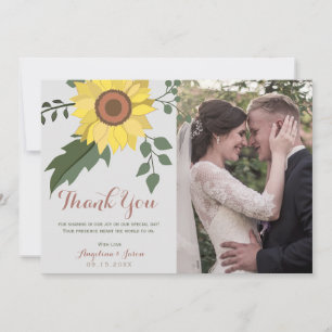 Sunflower Photo Wedding Thank You Card