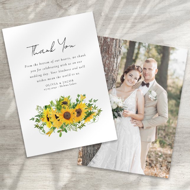 Sunflower Photo Wedding Thank You Card (Creator Uploaded)