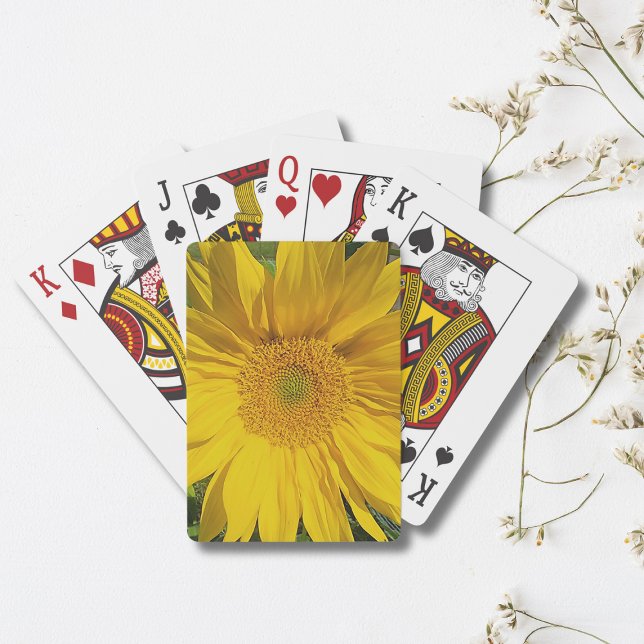 Sunflower Photo Yellow Modern Floral Playing Cards (Sunflower photo deck of cards.)