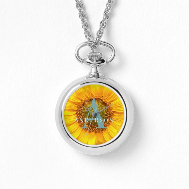 sunflower photography monogram and name modern watch (Front)