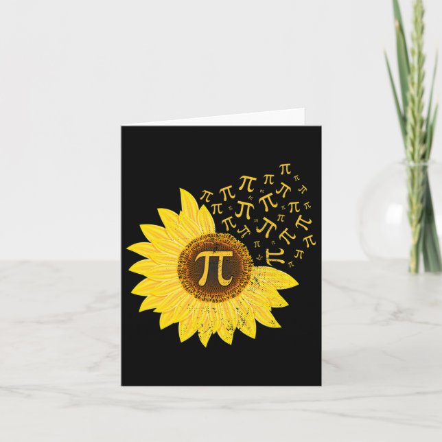 Sunflower Pi Day 3.14 March 14th Math Teacher Vint Card (Front)