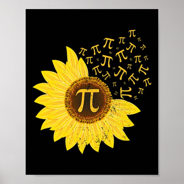 Sunflower Pi Day 3.14 March 14th Math Teacher Vint Poster (Front)