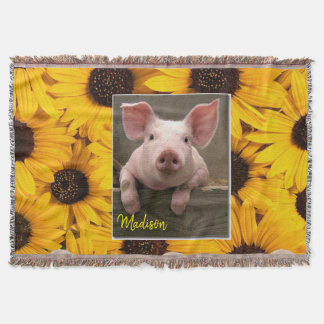 Sunflower Pig Throw Blanket