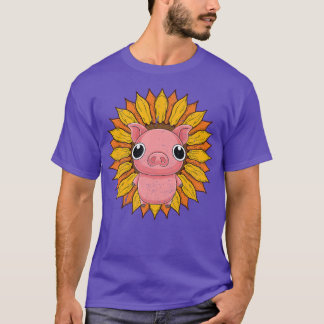 Sunflower Piglet Farmer Animal Lover Farm Animal P T-Shirt