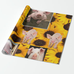 Sunflower Pigs Matte Wrapping Paper