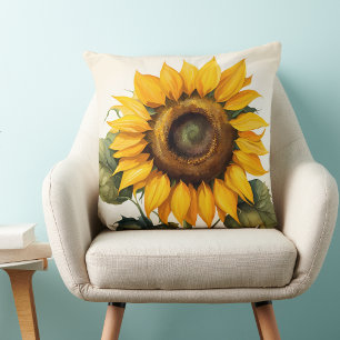 Sunflower Pillow - Large Nature Inspired Cushion