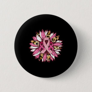 Sunflower Pink Breast Cancer Awareness Women Warri 6 Cm Round Badge