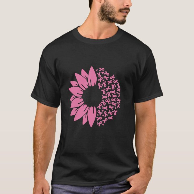 Sunflower Pink Breast Cancer Awareness Women Warri T-Shirt (Front)