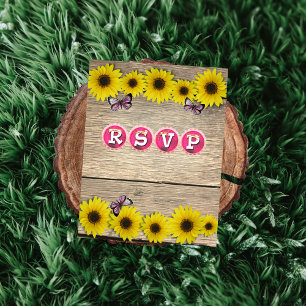Sunflower Pink Butterfly Baby Shower RSVP