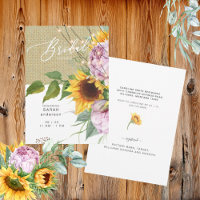 Sunflower Pink Floral Rustic Bridal Shower