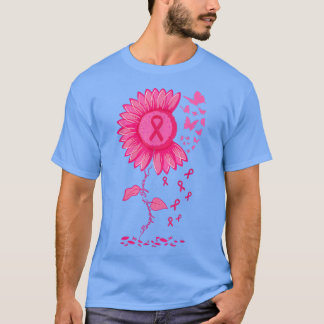 Sunflower Pink Ribbon Breast Cancer Awareness Warr T-Shirt