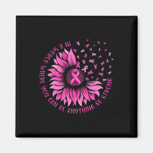 Sunflower Pink Ribbon Butterfly Breast Cancer Awar Magnet