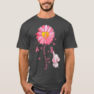 Sunflower Pink Ribbon Elephant Breast Cancer Aware T-Shirt