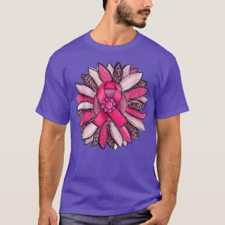 Sunflower Pink Ribbon Pink Breast Cancer Awareness T-Shirt
