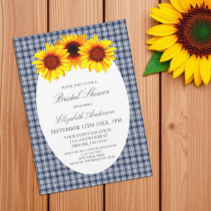 Sunflower Plaid Bridal Shower Invitation