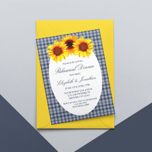 Sunflower Plaid Rehearsal Dinner Invitation