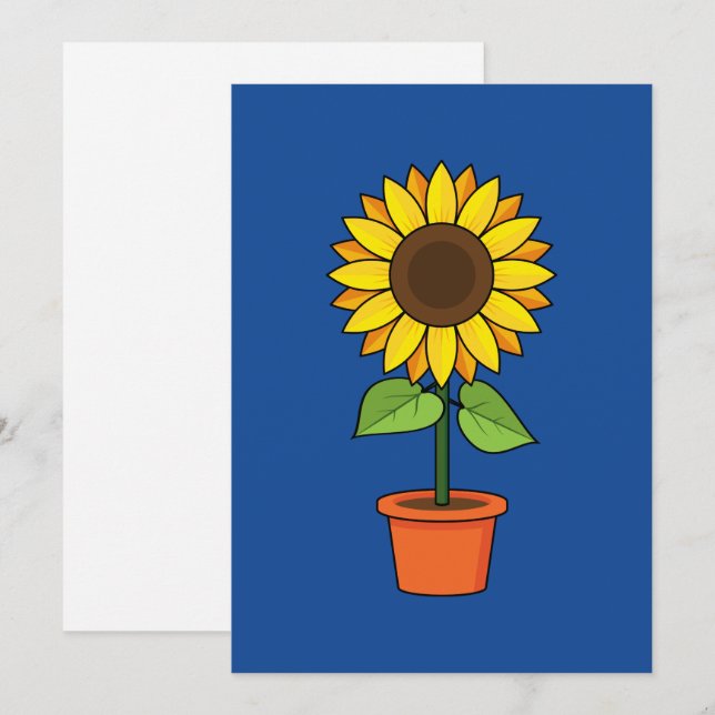 Sunflower Plant in a Pot Holiday Card (Front/Back)