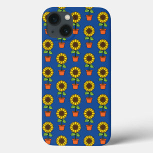 Sunflower Plant in a Pot Pattern iPhone 13 Case