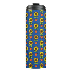 Sunflower Plant in a Pot Pattern Thermal Tumbler