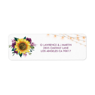 Sunflower Plum Purple Rose Lights Wedding Address