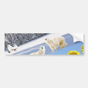 Sunflower Polar Bear  Bumper Sticker