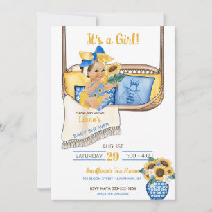 Sunflower Porch Swing Yellow Blue Sunflower Bee Invitation