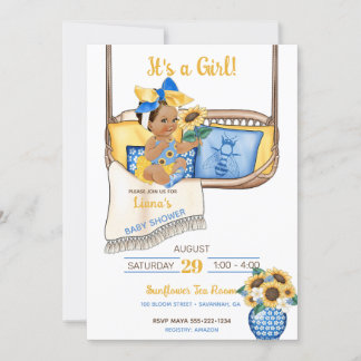 Sunflower Porch Swing Yellow Blue Sunflower Bee Invitation