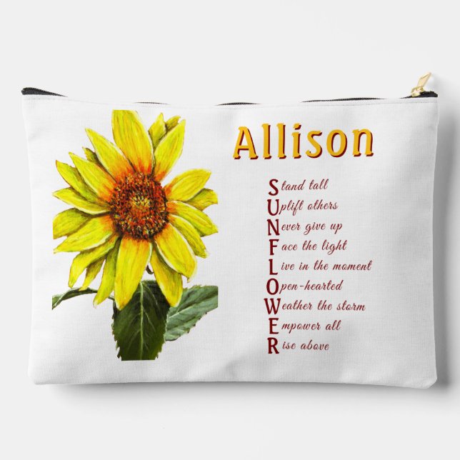 Sunflower Positive Encouragement Cosmetic Bag (Back)
