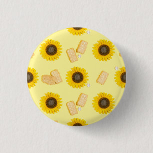sunflower power 3 cm round badge