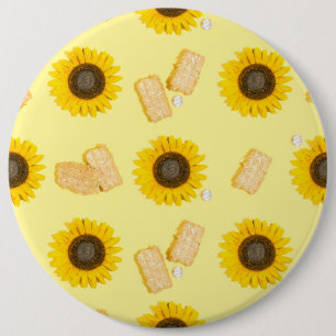 sunflower power 6 cm round badge
