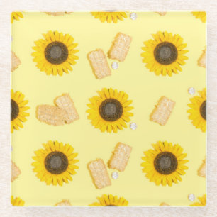 sunflower power glass coaster