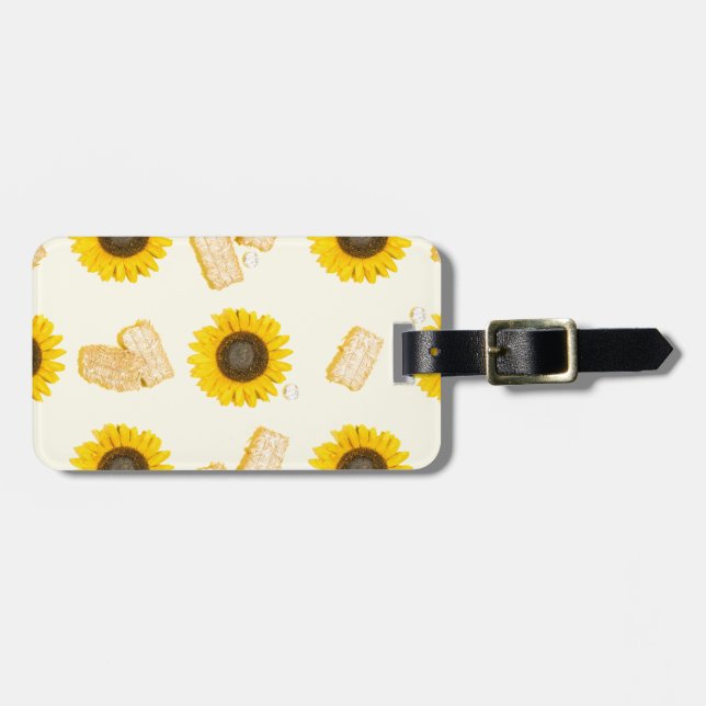 sunflower power luggage tag (Front Horizontal)