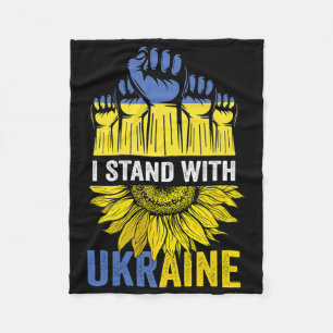Sunflower Pray For Ukraine Flag I Stand With Ukrai Fleece Blanket