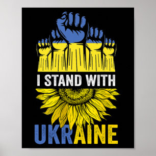 Sunflower Pray For Ukraine Flag I Stand With Ukrai Poster
