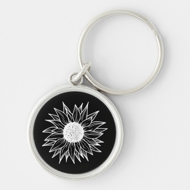 Sunflower Pretty flower multi-coloured wildflower Key Ring (Front)