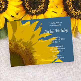 Sunflower Print Birthday Party Invitation