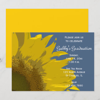 Sunflower Print Graduation Party Invitation