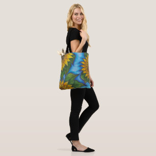 Sunflower Print Reusable Tote Bag Eco Friendly